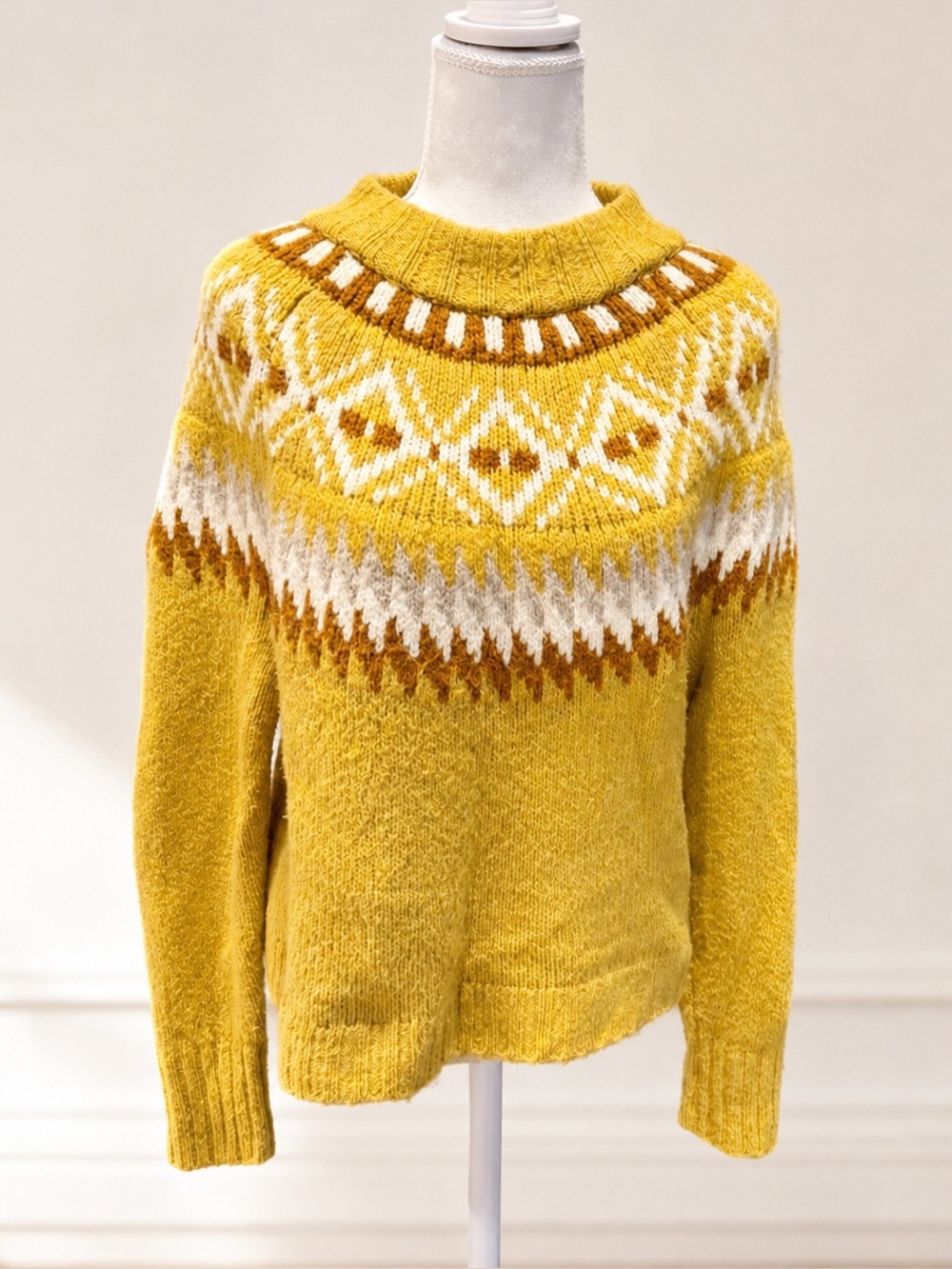 American Eagle VGUC Fair Isle Mustard Mock Neck Sweater Small
